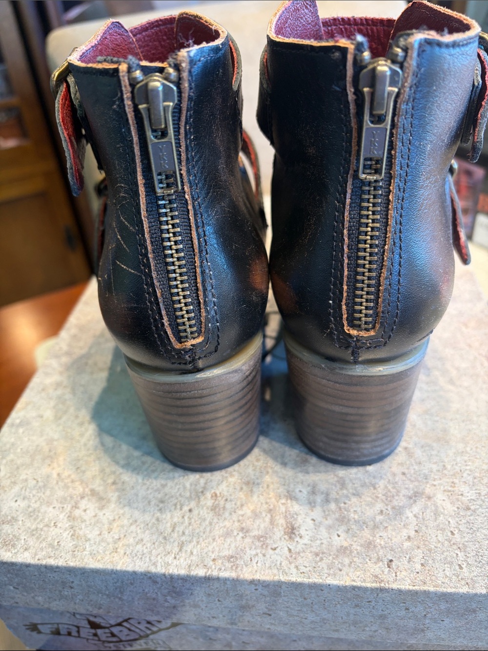Charlotte Freebird by Steven Black Leather Multi-Strap Ankle Boots - Picture 3 of 6